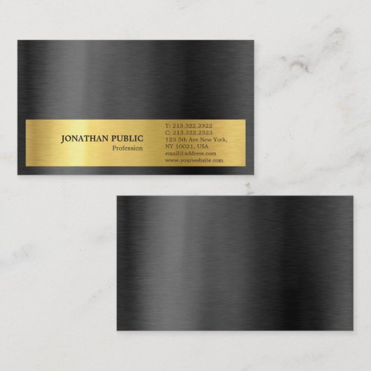 モダンでスタイリッシュで黒い金ゴールドの灰色の明白な絹の終わり 名刺 (正面/裏面)