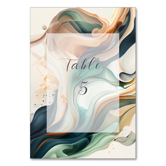 モダンでスタイリッシュなエレガントなテラコッタグリーンアイボリーティール テーブルナンバー (裏面)