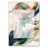 モダンでスタイリッシュなエレガントなテラコッタグリーンアイボリーティール テーブルナンバー (正面)