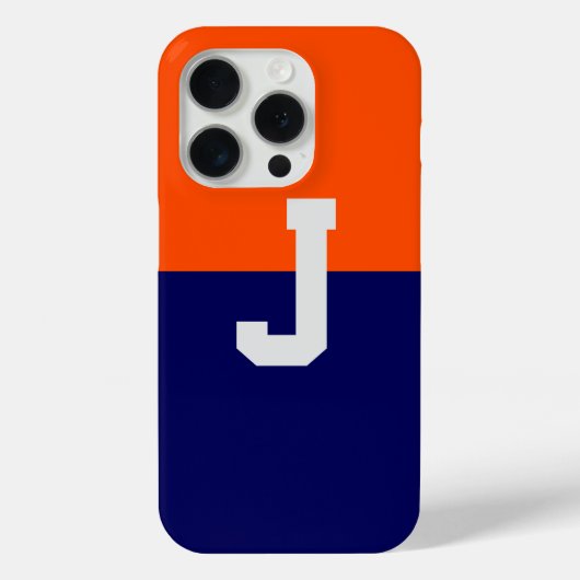 モダンでスタイリッシュなオレンジとブルーのモノグラム Case-Mate iPhoneケース (裏面)