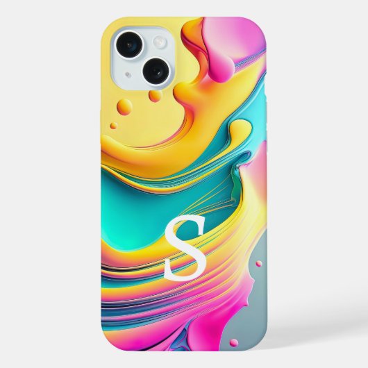 モダンでスタイリッシュなカスタムモノグラム抽象パターン iPhoneケース (裏面)