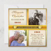 モダンでスタイリッシュなゴールドの50周年記念招待状 招待状 (正面)