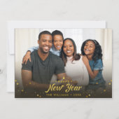 モダンでスタイリッシュなスクリプトの新年写真カード シーズンカード (正面)