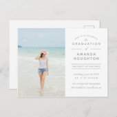 モダンでスタイリッシュなタイポグラフィの写真の卒業パーティー インビテーションポストカード (正面/裏面)