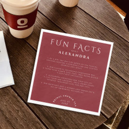 モダンでスタイリッシュなバーガンディー モノクロ 結婚前の楽しい事実 花嫁 スタンダードランチョンナプキン