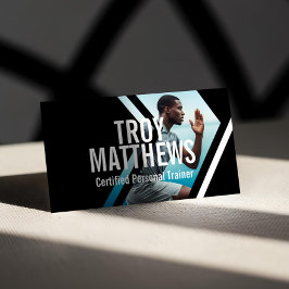 モダンでスタイリッシュなパーソナルトレーナーのフィットネス写真カード 名刺