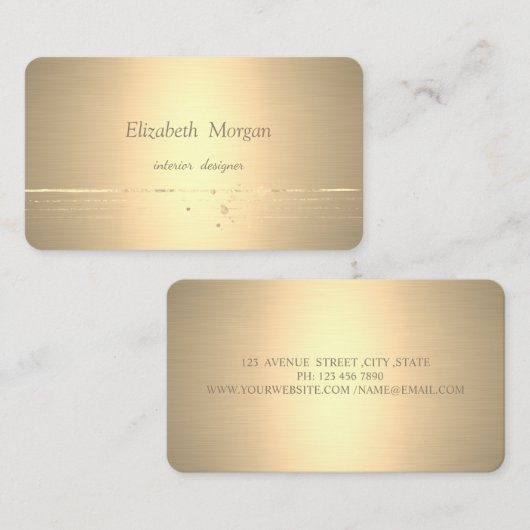 モダンでスタイリッシュなプロフェッショナル、ゴールドのストライプ 名刺 (正面/裏面)