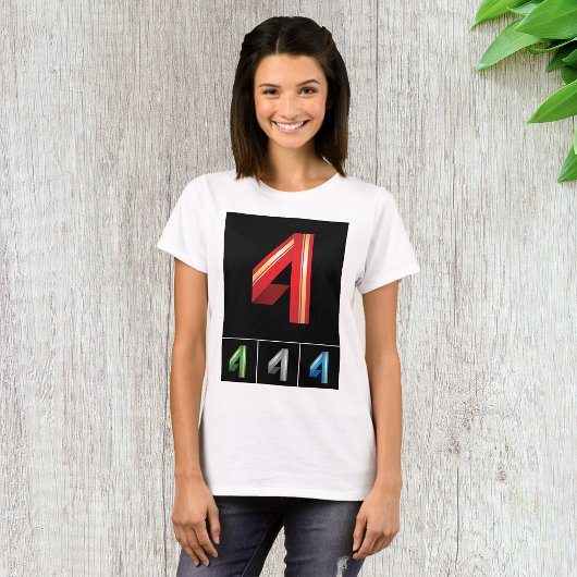 モダンでスタイリッシュな幾何学数字 4 デザイン Tシャツ