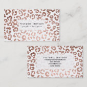 モダンでスタイリッシュな手描きのばら色の金ゴールドのヒョウのプリント 名刺 (正面/裏面)