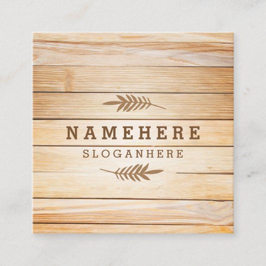 モダンでスタイリッシュな木製の正方形の名刺 スクエア名刺 (正面)