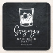モダンでスタイリッシュな独身パーティー スクエアペーパーコースター (正面)