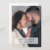 モダンでスタイリッシュな結婚式のSave The Date写真カード セーブザデート (正面/裏面)