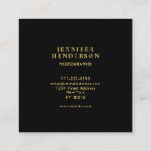 モダンでスタイリッシュな金ゴールドおよび黒いプロフェッショナル スクエア名刺 (裏面)