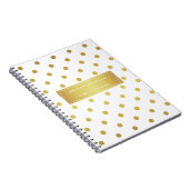 モダンでスタイリッシュな金ゴールドのグリッターの水玉模様 ノートブック (右側)