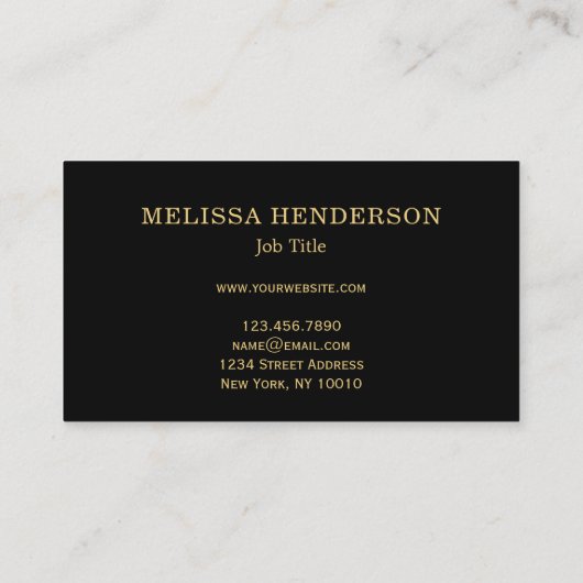 モダンでスタイリッシュな金ゴールドフレームの黒のチェック模様のパターン 名刺 (裏面)