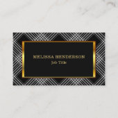 モダンでスタイリッシュな金ゴールドフレームの黒のチェック模様のパターン 名刺 (正面)