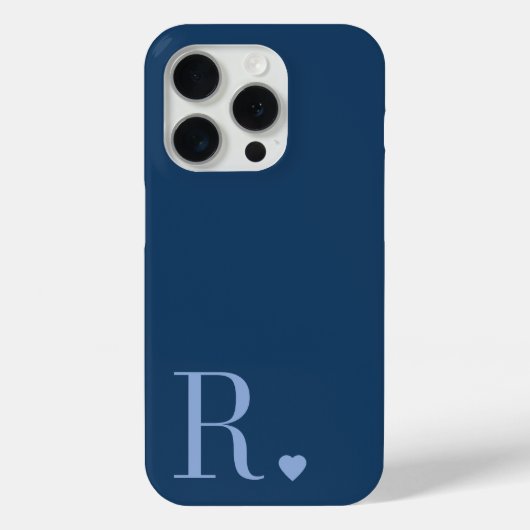 モダンでスタイリッシュな青いモノグラムイニシャル Case-Mate iPhoneケース (裏面)