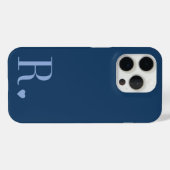 モダンでスタイリッシュな青いモノグラムイニシャル Case-Mate iPhoneケース (裏面 (横))