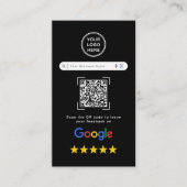 モダンでスタイリッシュな黒のGoogleレビューQRコード 名刺 (正面)