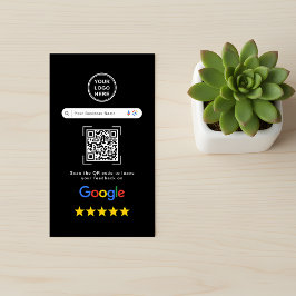 モダンでスタイリッシュな黒のGoogleレビューQRコード 名刺
