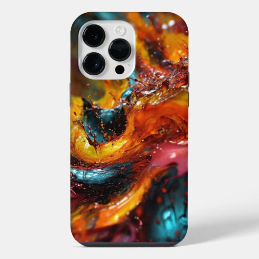モダンでトレンディなカラーの飛沫 iPhoneケース (裏面)