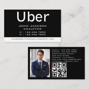 モダンでトレンディなタクシー運転手の写真QRコード 名刺