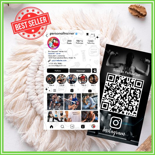 モダンでトレンディなパーソナルトレーナーのInstagram 名刺
