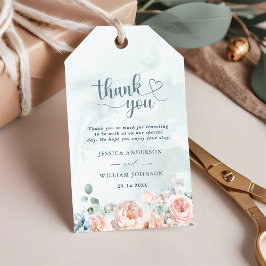 モダンでトレンディなブルーローズのウェディングサンクス ギフトタグ