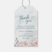 モダンでトレンディな青いバラのウェディング サンクス ギフトタグ (正面)