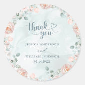 モダンでトレンディな青いバラのウェディング ラウンドシール (正面)