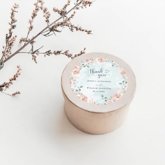 モダンでトレンディな青いバラのウェディング ラウンドシール