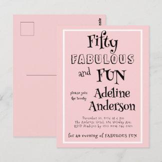 モダンでファビュラスなピンクの50歳の誕生日パーティー ポストカード