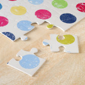 モダンでファンキーなフラミンゴの水玉模様 ジグソーパズル (側面)