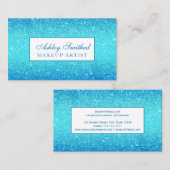 モダンでフェイクで青いglitteroceanグラデーションな化粧 名刺 (正面/裏面)