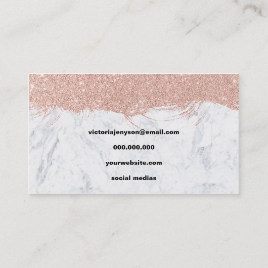 モダンでフェイクなグリッターブラシストローク大理石の化粧 名刺 (裏面)