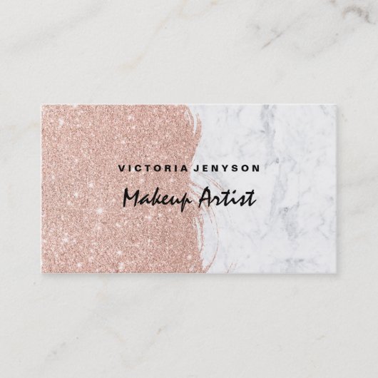 モダンでフェイクなグリッターブラシストローク大理石の化粧 名刺 (正面)
