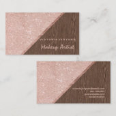 モダンでフェイクなピンクのグリッターの茶色の版れんがの化粧 名刺 (正面/裏面)