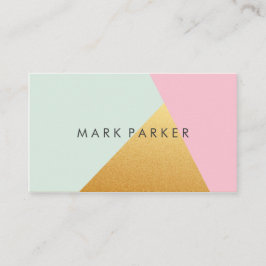 モダンでフェイクな緑、ピンクのホワイトゴールドの幾何学的なブロック 名刺