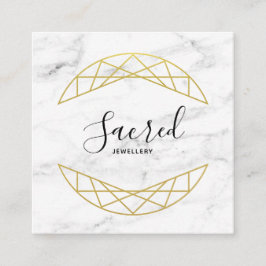 モダンでフェイクな金ゴールドおよび大理石の正方形の名刺 スクエア名刺