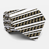 モダンでフェイクな金ゴールドの黒の紙吹雪のパイナップルストライブ柄 ネクタイ (ロール)