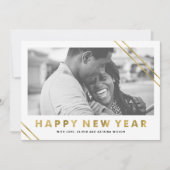 モダンでフェイクな金ゴールドホイルの明けましておめでとうの写真カード シーズンカード (正面)