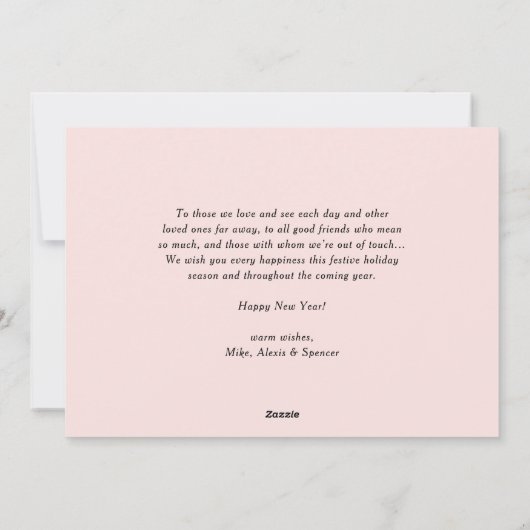 モダンでフェイクな金ゴールドホイルの明けましておめでとうの写真カード シーズンカード (裏面)