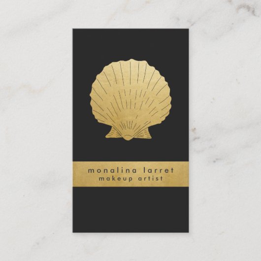 モダンでフェイクな金ゴールドホイルの海の貝 名刺 (正面)