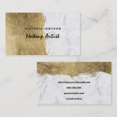 モダンでフェイクな金ゴールドホイルブラシストローク大理石の化粧 名刺 (正面/裏面)