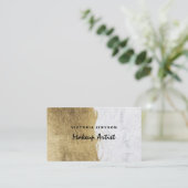 モダンでフェイクな金ゴールドホイルブラシストローク大理石の化粧 名刺 (スタンド正面)