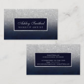 モダンでフェイクな銀製のグリッターの濃紺のグラデーションな化粧 名刺 (正面/裏面)