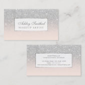 モダンでフェイクな銀製のグリッターの赤面のグラデーションな化粧 名刺 (正面/裏面)