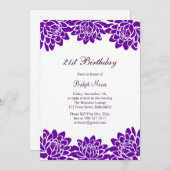 モダンでフラワーの21歳の誕生日パーティー招待状 招待状 (正面/裏面)