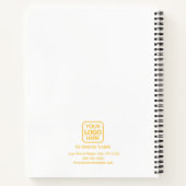 モダンでプロフェッショナルなビジネスロゴのノート 白と金 ノートブック (裏面)