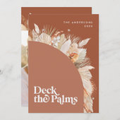 モダンでボヘミアなドライ植物パームのクリスマス シーズンカード (正面/裏面)